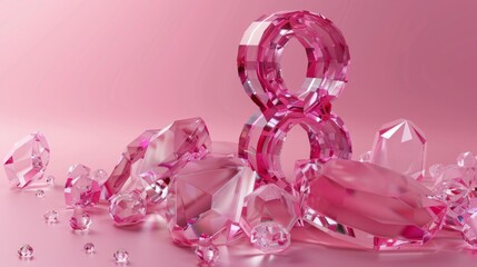 Sparkling Pink Crystal Number Eight Composition