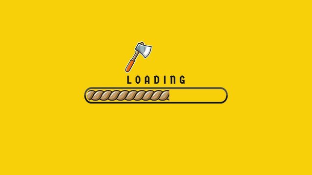 standard loading bar with illustration of ax and rope