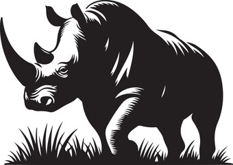 rhino in the grass vector illustration 