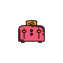 Original vector illustration. A contour icon. An electric appliance designed for fast toasting of flat pieces of bread. The toaster. A design element.