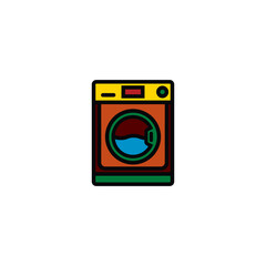 Original vector illustration. A contour icon. Electrical appliance, washing machine. Washer. A design element.