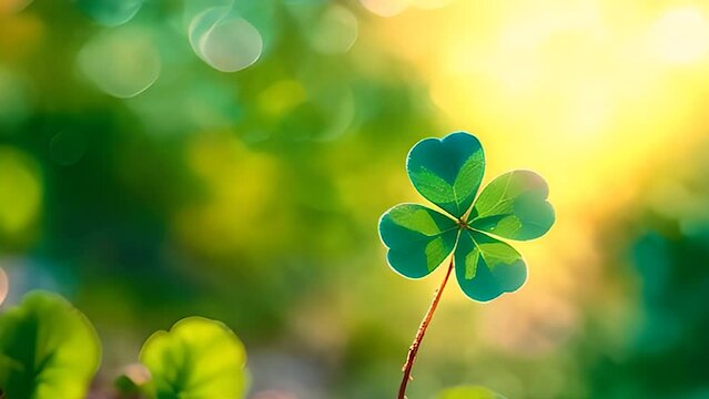 Clover leaf on a green background. Selective focus. Nature.