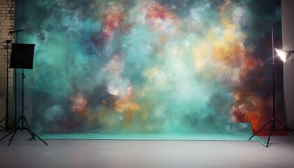 Painted photographic backdrop with light spot
