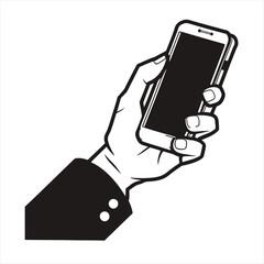 Hand holding phone. Stock vector. holding phone. hand holding.