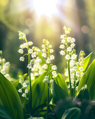 Lily of the Valley color background - obrazy, fototapety, plakaty