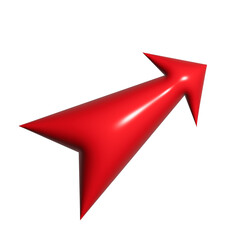 3D red arrow on white background. Shiny Arrows for app, website, social media and digital advertisement use.