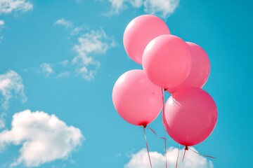 
elegant pink big balloons set on beautiful blue sky