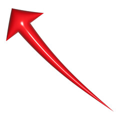 3D red arrow on white background. Shiny Arrows for app, website, social media and digital advertisement use.