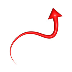 3D red arrow on white background. Shiny Arrows for app, website, social media and digital advertisement use.