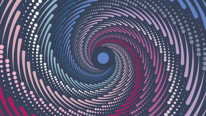 Abstract spiral round dotted urgency vortex style background.