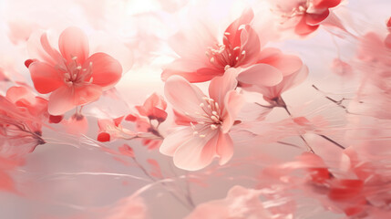Ethereal airy pastel red flowers in Soft Light floral natural Background