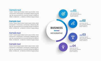 Infographic business design vector template with 4 options, steps or processes. Can be used for presentations banner, workflow layout, process diagram, flow chart, info graph