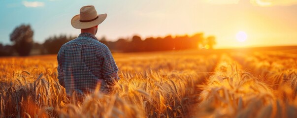 Classic Scenes of Sustainability: Rustic Farmer Tending to Fields at Sunset - Capturing the Beauty and Essence of Traditional Agriculture