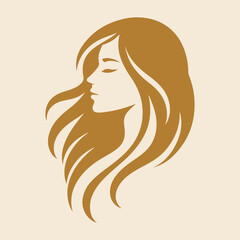 woman golden icon illustration with long hair