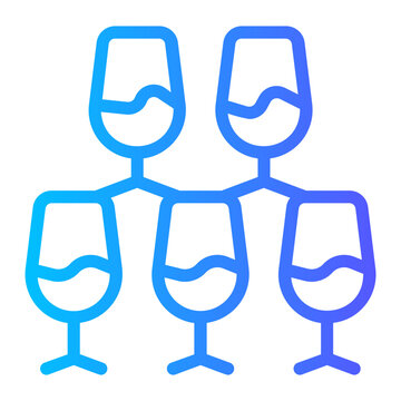 Champagne Glasses Gradient Icon