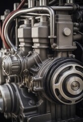 real used car motor engine part isolated on white background