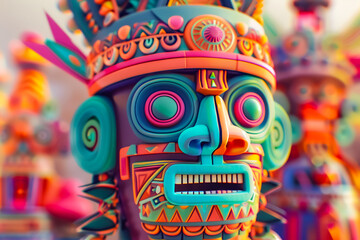 A Mayan Civilization inspired festival in a futuristic world Close up