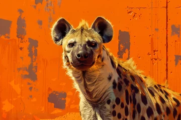 Foto op Canvas A whimsical illustration of a hyena in a surreal setting Close up © SObeR 9426