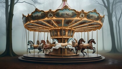 A Hyper Realistic Image Of Elegant Carousel Horses (2)