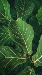 Depict elegant fig leaves in a modern style Close up