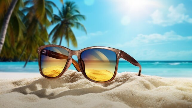 sunglasses on the beach, generative ai