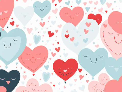 Set love heart doodle seamless pattern vector illustration for Happy Valentine's Day