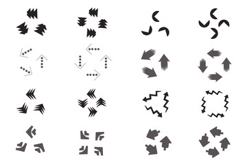 Circular arrows icon set isolated collection. Round arrows, circular pointing sign. Round step loop, sync loading arrow symbol. Rotate infographic element