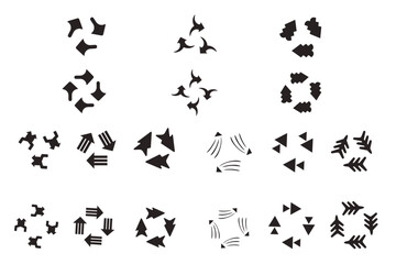 Naklejka premium Circular arrows icon set isolated collection. Round arrows, circular pointing sign. Round step loop, sync loading arrow symbol. Rotate infographic element
