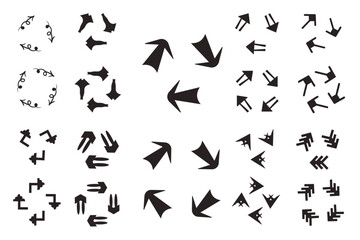 Circular arrows icon set isolated collection. Round arrows, circular pointing sign. Round step loop, sync loading arrow symbol. Rotate infographic element