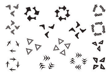 Circular arrows icon set isolated collection. Round arrows, circular pointing sign. Round step loop, sync loading arrow symbol. Rotate infographic element