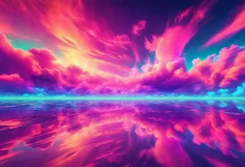 Fotobehang Roze background with neon clouds