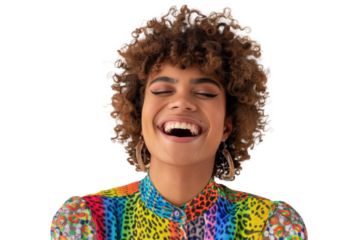 Portrait shot of Young joyful Gay man with colorful lgbt dress isolated on transparent background, Gay transgender smile and posing with trendy lifestyle.