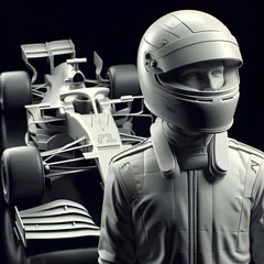 Foto op Canvas  Formula 1 car & driver 3D Perspective © saad