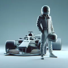 Foto op Plexiglas  Formula 1 car & driver 3D Perspective © saad