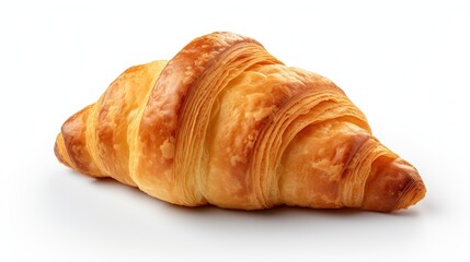 Golden Brown Croissant on White Background