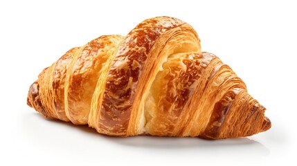 Golden Brown Croissant on White Background