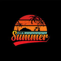 Summer sunset retro vintage t-shirt logo summer mountain beach Pro Vector
