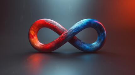 Infinity Symbol Painted in Red and Blue, Generative AI.
