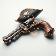 pirate pistol gun on white background
