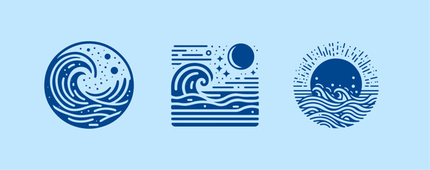 Abstract Simple Wave Icon Set