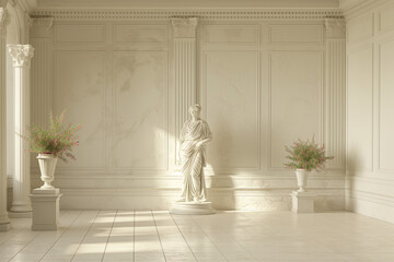 Classic interior with gypsum statue