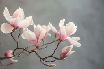 Beautiful blooming Magnolia branch, the arrival of spring