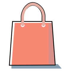 Colorful minimalist shopping bag. Online shopping symbol