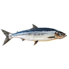 Side view of Herring fish on white or transparent background