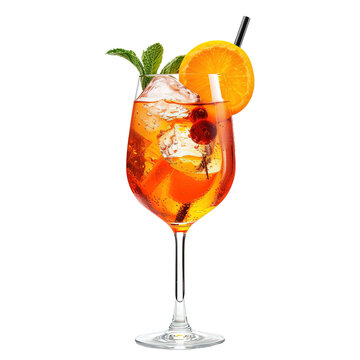 Spritz cocktail on white or transparent background