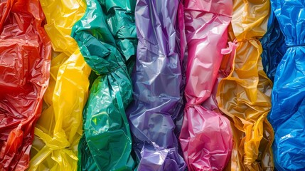 Background of diverse colorful plastic packs