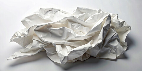 Crumpled white paper background..