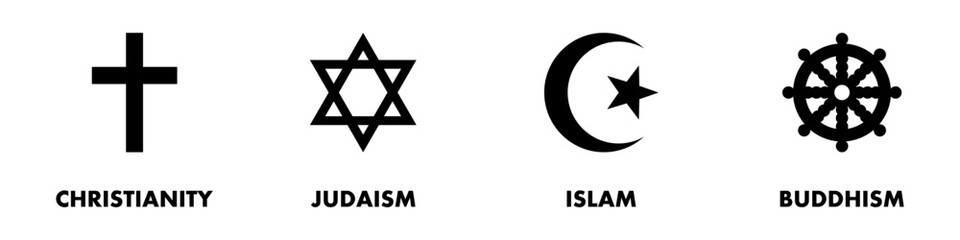 Religious signs Set. Symbols of world religion.