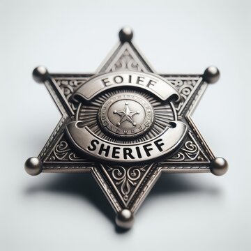 golden sheriff badge star on white
