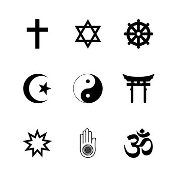 Religious signs Set. Icons of religion and faith